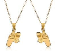 POPETPOP Collier pour Couples en Alliage Doré Chaîne en Acier Inoxydable Ajustable Pendentif Amitié pour Homme et Femme Présent Couple Romantique pour Relation et Amour