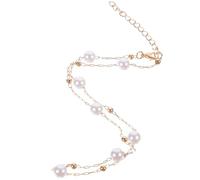 POPETPOP Collier pour Femme, Chaîne de Clavicule, Perles Imitation, Alliage Électroplaqué et Plastique, Léger, Texture Douce, pour Mariage, Bal, Mariée, Port Quotidien