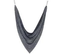POPETPOP Collier Ras Du Cou Femme Métal Avec Paillettes Et Chaînes Clavicule Bijou Élégant Noir à Effet Foulard Pour Tenue Mode