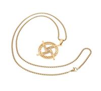 POPETPOP Collier Sainte Brigitte Croix en Métal Doré Pendentif Religieux Catholique Unisexe Bijou de Prière Spirituel et Symbole de Foi Présent pour Homme et Femme