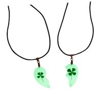 POPETPOP Colliers Pendentifs pour Couple 1 Paire Chaîne Clavicule Lumineuse Pendentif Fleur Séchée de Trèfle Bijoux Faits à la Main Design Naturel Romantique pour Occasions Spéciales