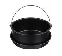 POPETPOP Comprenant Panier à Gâteau et Plateau à Pizza Accessoires pour Friteuse à Air Ensemble de 2 Pièces en Acier Carbone Noir Compatible 3,5-5,8qt pour Vapeur et Pâtisserie