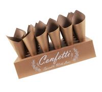 POPETPOP Cônes en Papier Kraft Alimentaire à Pétales Colorés - Support en Carton 24 Emplacements 30 Cornets Gaufrés pour Buffet, Fête et Décoration de Mariage