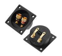 POPETPOP Connecteur de Borne de Raccordement Haut-Parleur Stéréo 2 Pièces en Cuivre Pur, Bornier Carré pour Caisson de Basses, Boîte de Jonction Audio 57X57Mm, Montage Audio Voiture