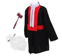 POPETPOP Costume Juge Garçon Fille Unisexe avec Marteau et Perruque Tenue de Jeu de Rôle pour Déguisement Justice pour Garçons et Filles