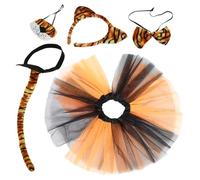 POPETPOP Costume Tigre pour Garçon Fille Bandeau Oreilles Peluche Queue Interactive et Jupe Tutu pour Halloween Carnaval et Événements Déguisés