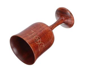 POPETPOP Coupe Sainte Graal Religieux Pentagramme en Bois Naturel Teinté, Récipient Cérémonial à Trois Phases, Décoration Spirituelle pour Autel, Objet Sacré Multifonction pour Rituels