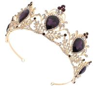 POPETPOP Couronne Accessoire de Coiffure Rétro Baroque Pourpre en Alliage et Cristaux Décoration Élégante sans Décoloration pour Mariage et Festival pour Femmes