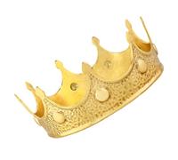 POPETPOP Couronne de Fête d'anniversaire Vintage en Métal Léger Couleur Or Antique, Accessoire Costume Roi Prince pour Cosplay et Spectacle, Bandeau Royal Décoratif pour Anniversaire