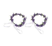 POPETPOP Couronne de Fleurs Lavande Violette 2 Pièces Bandeau Floral Léger pour Cheveux Accessoire Tête Mariage et Fête Serrage-Tête Décoratif pour Photos Plage et Vacances Coiffe