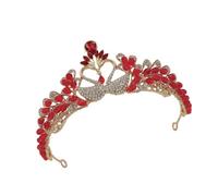 POPETPOP Couronne de Mariage en Alliage Rouge Forme Cœur Cristaux Délicats, Accessoire Cheveux Élégant pour Coiffure de Mariage et Cérémonies