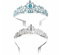 POPETPOP Couronne de Mariée en Alliage Strass Bleu Diadème Élégant pour Fille Accessoire Coiffure Mariage Tiare Lumineuse Décorative pour Cérémonie et Fête