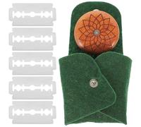 POPETPOP Couteau à Pain au Levain Lame Interchangeable en Bois de Poirier, Outil de Coupe Tranchant pour Boulanger Amateur, Ustensile Cuisine pour Pain Fait Maison, Set 5 Lames et Étui