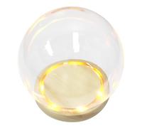 POPETPOP Couvercle De Modèle en Verre Sphérique 15 Cm Verre Transparent Socle Bois, Abat-Jour LED Décoratif pour Bureau Et Étagère, Protection Et Exposition D’Objets Collectionnés, Ensemble