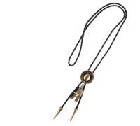 POPETPOP Cravate Bolo Cuir Ajustable Homme Style Western Vintage Pendentif Collier Déco pour Chapeau Cowboy