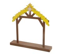 POPETPOP Crèche en Bois, scène de Noël avec étoile sur Le Toit | Crèche avec abri, représentation de la Sainte Famille à l'échelle, pour la décoration intérieure, bureau, style