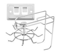 POPETPOP Crochet Mural en Acier Inoxydable Rotatif sans Clou Porte-Ustensiles Cuisine Multifonctionnel 8 Griffes Support Mural Pratique Cuisine Salle de Bain et Balcon Organisation