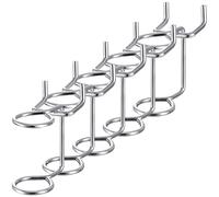 POPETPOP Crochets pour Outils Lot de 5pcs sur Panneau Perforé en Fer Argenté Double Anneau, Robustes et Adaptés pour Garage ou Boutique de Vente