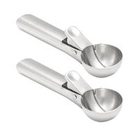 POPETPOP Cuillère à Glace Professionnelle en Acier Inoxydable 2pcs, Facile à Nettoyer et Moulée D’un Bloc Unique, pour Camping, Glaces et Boules de Melon