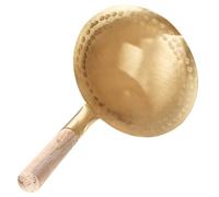 POPETPOP Cuillère à Tofu en Cuivre 10 CM, Manche en Bois, Ustensile Cuisine Multifonctionnel pour Préparation Culinaire et Service D’Aliments