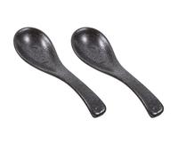 POPETPOP Cuillère Soupe Japonaise Céramique Noire Cuillère Asiatique pour Ramen Salade et Dessert Design Traditionnel Facile à Nettoyer Cuisine et Service Polyvalents