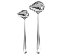POPETPOP Cuillères à Sauce en Acier Inoxydable Argenté Résistantes à L'usure Lot de 2 Design Unique et Pratique Adaptées pour Fondue et Service Cuisine