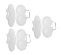 POPETPOP Cuiseur à Œufs Vapeur pour Micro-Ondes Lot de 3 en Plastique Blanc Ustensile Cuisine Compact et Portable Moules à 2 Cavités pour Cuisson Rapide et Pratique des Réutilisable