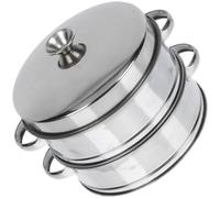 POPETPOP Cuiseur Vapeur Acier Inoxydable Niveaux Panier à Vapeur Double pour Biscottes Baozi Pâtes Poisson Riz pour Cuisine Maison ou Petit Commerce
