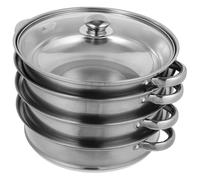 POPETPOP Cuiseur Vapeur Inox Multifonction Quatre Couches Épais pour Soupe et Cuisson à Induction Ustensile de Cuisine Compact pour Fruits de Mer Légumes Riz