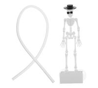 POPETPOP Dancing Skeleton Aquarium Bubbler Decor Ambiance Halloween pour | Articulations Réglables, Pla Blanc, Base Ventouse Détachable, Mouvement Automatique, Oxygénation Accrue