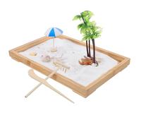 POPETPOP Décor Océan Mini Bac à Sable Zen Jardin Méditation Bois Relaxant pour Bureau Maison