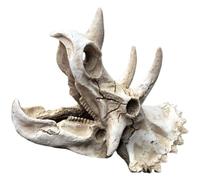 POPETPOP Décoration Aquarium Crâne de Dinosaure en Résine Grotte Cachée pour Poisson et Reptile, Ornement Fonctionnel pour Salon ou Bureau, Abri pour Animaux Aquatiques