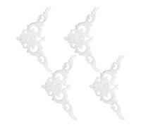POPETPOP Décoration D'angle de Plafond Résistante à L'humidité 4 Pièces Style Européen Classique en Plastique Dur Blanc Légère, Motifs Floraux Embossés pour Projets D'amélioration