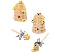 POPETPOP Décoration de Ruche en Bois Ornement en Paille Naturelle et Bâton d'abeille, Décoration Polyvalente Résistante la Décoloration pour Festival D'abeilles