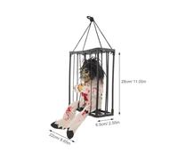 POPETPOP Décoration Halloween Fantôme Cage Lumineuse Animée avec Yeux Éclairés pour Jardin Patio Pelouse Suspension Effrayante à Thème Prisonnier Accessoire Hanté pour Fête et Maison
