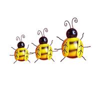 POPETPOP Décoration Murale En Fer Abeille Style Campagne Américaine 3 Pièces Jardin Intérieur Extérieur Ornement Mural Compact Décor