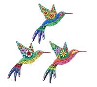 POPETPOP Décoration Murale en Métal Représentant un Oiseau-mouche, Ornement Suspendu Délicat, 3 Pièces pour Intérieur et Extérieur, Usage Solide et Design Réaliste