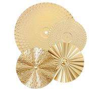 POPETPOP Décoration Murale en Métal Soleil Artisanale pour Salon, Lot de 4 Pendentifs Ronds en Fer Forgé Doré, Motif Géométrique Vintage, Ornement Mural Résistant à L'Usure pour Intérieur
