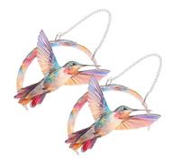 POPETPOP Décoration Murale Oiseau Mouche En Acrylique Transparent à Suspendre Pour Fenêtre Et Balcon Lot De 2 Pièces Colorées Décorations Suspendues Légères Et Élégantes Pour Maison Et Jardin