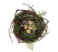 POPETPOP Décoration Nid Oiseau Rotin avec Œufs Simulés Nid Artificiel Écologique pour Jardin Balcon Patio et Photographie Ornement Naturel et