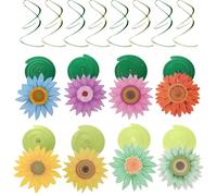 POPETPOP Décoration Suspendue en Spirale 30 Pièces Pendentifs Tourbillonnants Fleurs Papier Colorées 16 Cartes Fleurs 14 Sequins pour Fête d'anniversaire Garçon et Filles et Décor