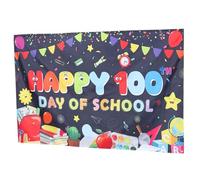 POPETPOP Décoration Toile de Fond Photo Fête 100 Jours D'école en Tissu Polyester 150x100 Cm pour Décor Salle de t Accessoires Photo D’arrière-Plan de Fête Scolaire