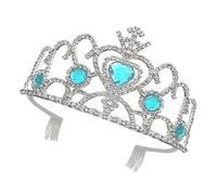 POPETPOP Diadème Bleu Cristal Cœur pour Fille Accessoire Léger pour Fête Anniversaire Bal et Spectacle