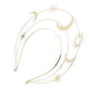 POPETPOP Diadème Couronne Dorée 3 Couches Étoiles et Lunes Serrage-Tête Médiéval Léger pour Femme Accessoire Cheveux pour Anniversaire Fête Bal de Promo et Cosplay