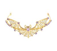 POPETPOP Diadème en Métal Toile d'Araignée pour Halloween Serrage-Tête Araignée Orné de Strass Couronne Gothique Légère pour Adulte Accessoire Cosplay et Fête à Thème