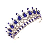 POPETPOP Diadème Rétro en Strass Bleu Roi pour Mariée Couronne Demi-Lune Élégante pour Coiffure de Mariage Accessoire Femme pour Cérémonie et Robe de Mariée