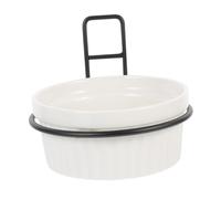 POPETPOP Distributeur de Nourriture Suspendu pour Chat en Céramique Blanc, Bol Anti-basculement Support Mural, Capacité Moyenne, pour Alimentation Pratique et Hygiénique des Animaux