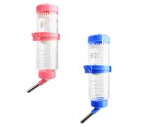 POPETPOP Distributeur d'eau en Plastique pour Lapin et Petits Animaux Facile à Installer Bille Intégrée Lot de 2 Bouteilles Suspendues pour Cage