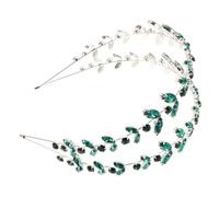 POPETPOP Double Layer Crystal Leaf Bridal Hairband Elegant Rhinestone Wedding Hair Vine For Women And Comfortable Stylish Hair Accessory For Bride And Party