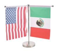 POPETPOP Drapeaux de Bureau Miniatures États-unis, Canada et Mexique Base Métallique Robuste, Set 3 Pièces, Polyester Solide, pour Événements Diplomatiques, Conférences et Décoration